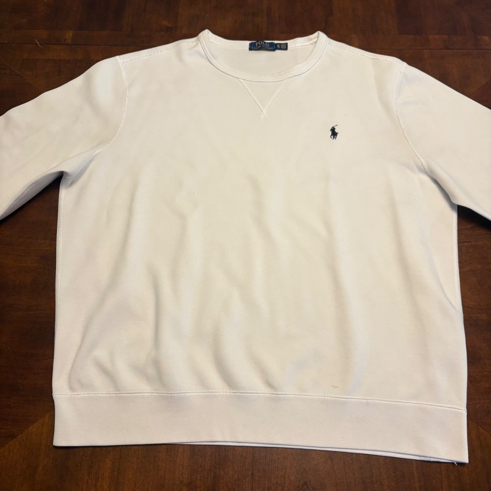 Polo Ralph Lauren Sweatshirt Mens XL White Crew Neck Pony Logo Pullover